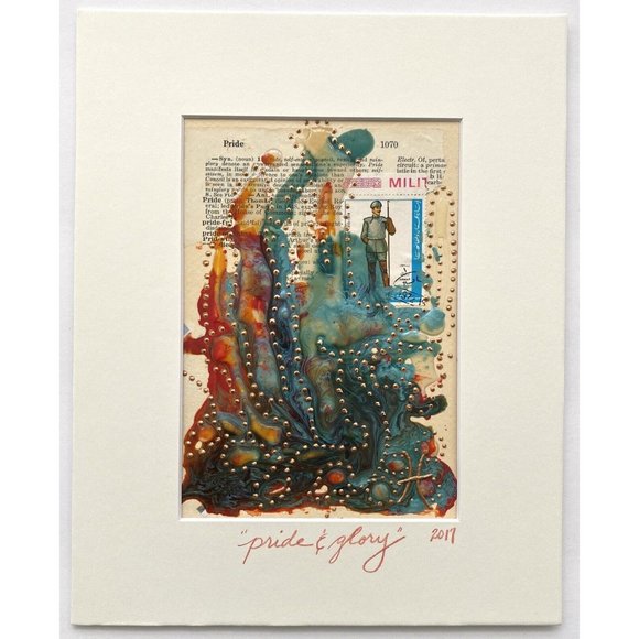 Original Art “Pride & Glory” Artwork Mixed Media Painting Frame Ready 8”x10” - Picture 2 of 6